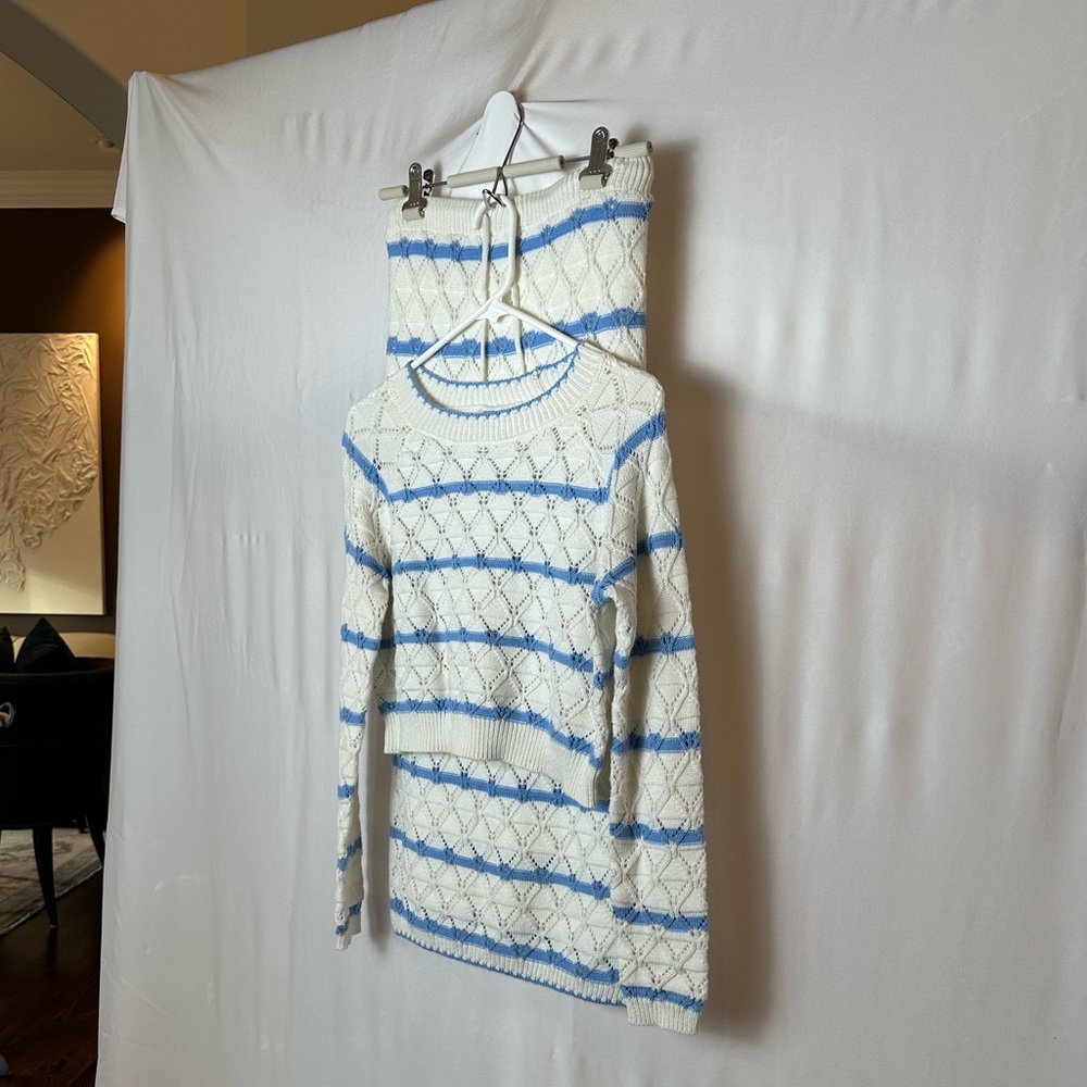 Juniors' Freshman 2-Piece Striped Sweater & Maxi Skirt Set